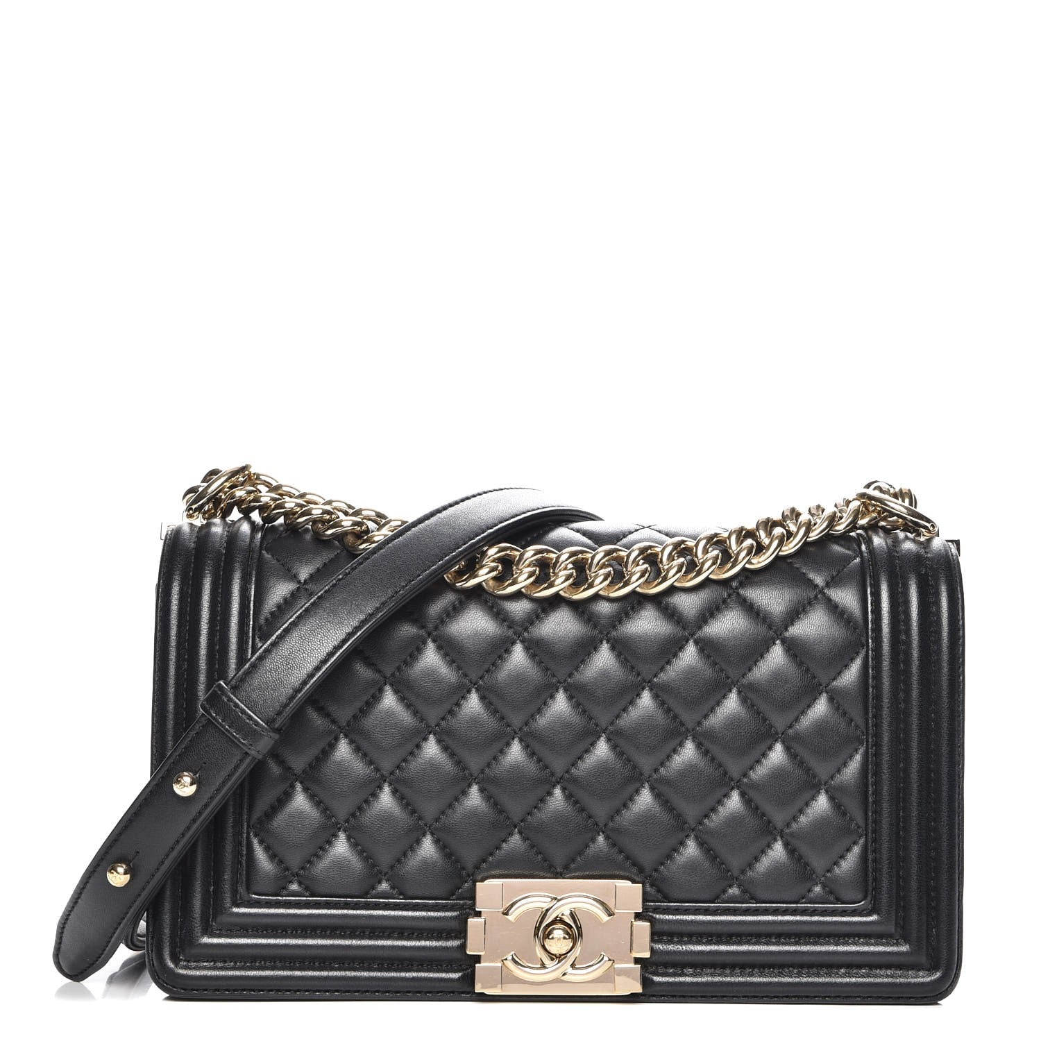 Chanel Lambskin Quilted Medium Boy Flap Black 1 of 7