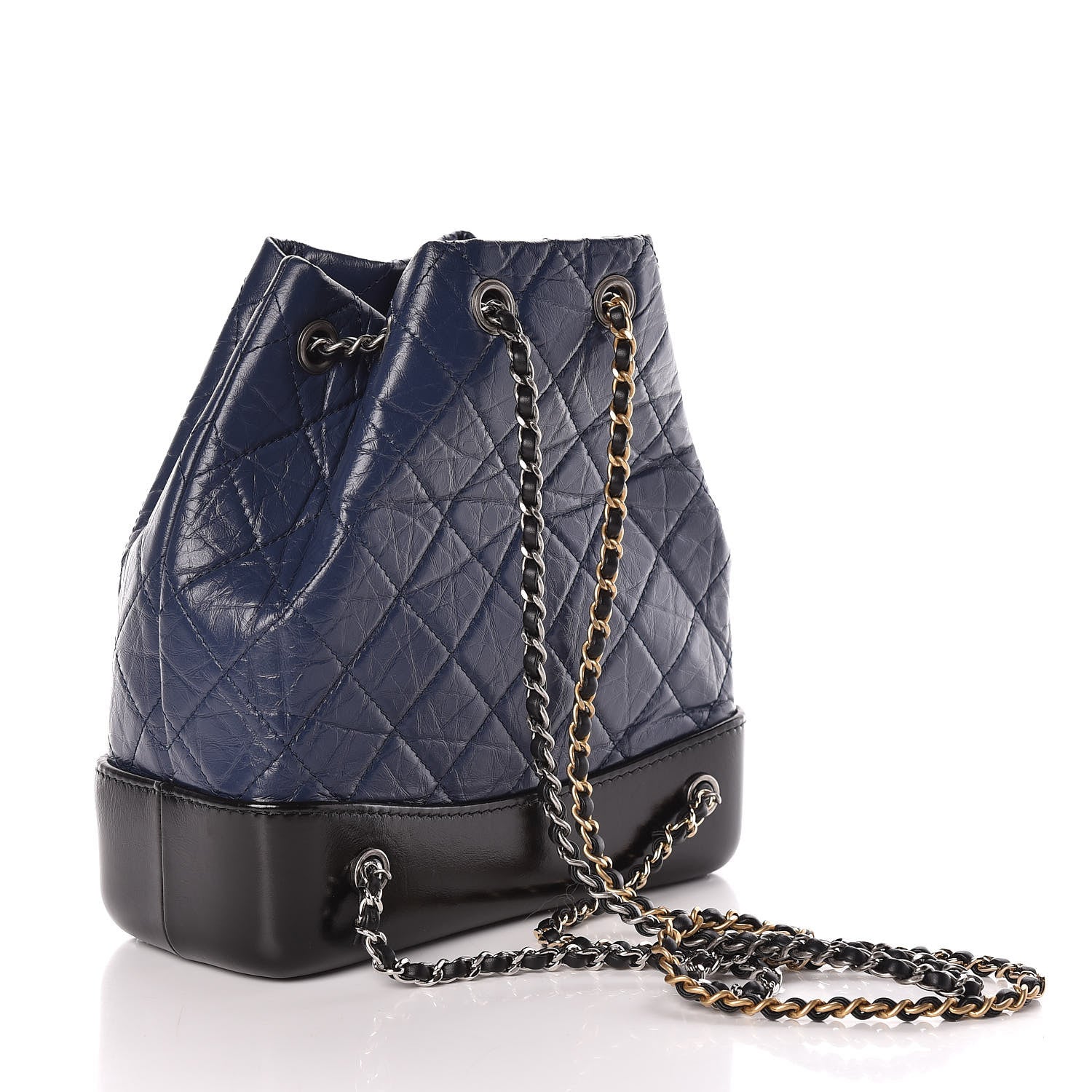 Chanel Aged Calfskin Quilted Small Gabrielle Backpack Blue Black 3 of 9