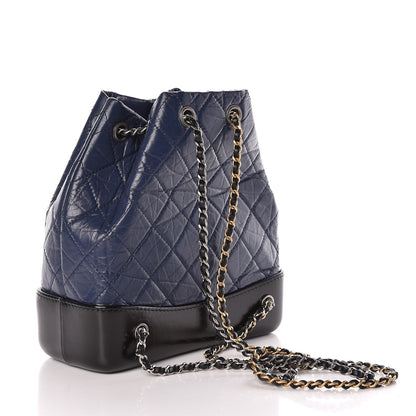Chanel Aged Calfskin Quilted Small Gabrielle Backpack Blue Black 3 of 9