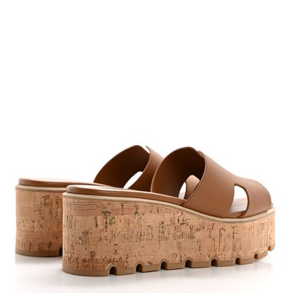 Hermes Calfskin Cork Eze 30 Sandals 37 Marron Glaise 4 of 9