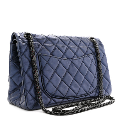 Chanel Metallic Aged Calfskin Quilted 2.55 Reissue 226 Flap Dark Navy Blue 3 of 10