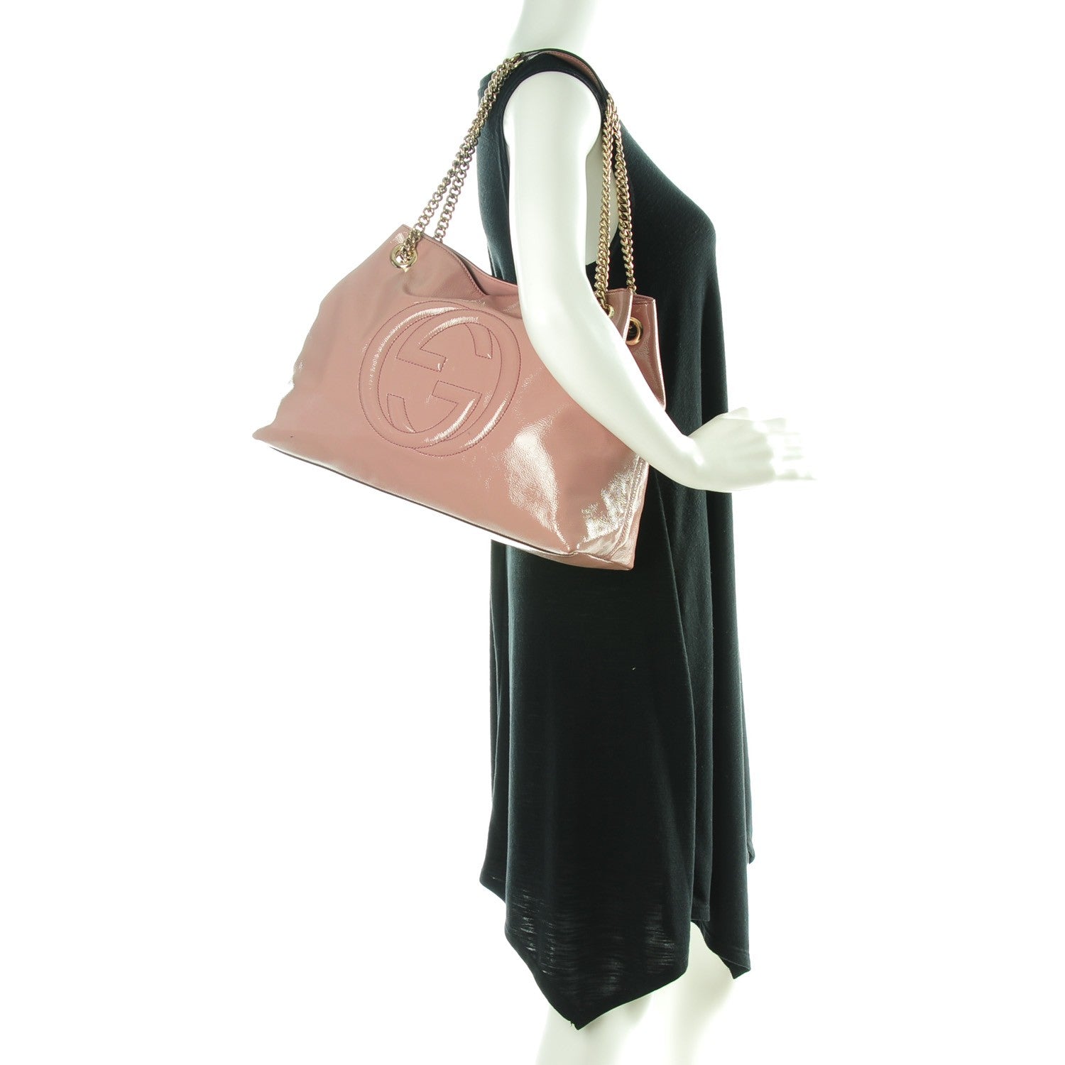 Gucci Patent Medium Soho Chain Shoulder Bag Dark Cipria 2 of 9