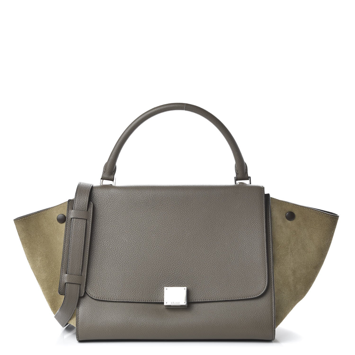 Celine Drummed Calfskin Suede Medium Trapeze Souris 1 of 10