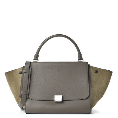 Celine Drummed Calfskin Suede Medium Trapeze Souris 1 of 10