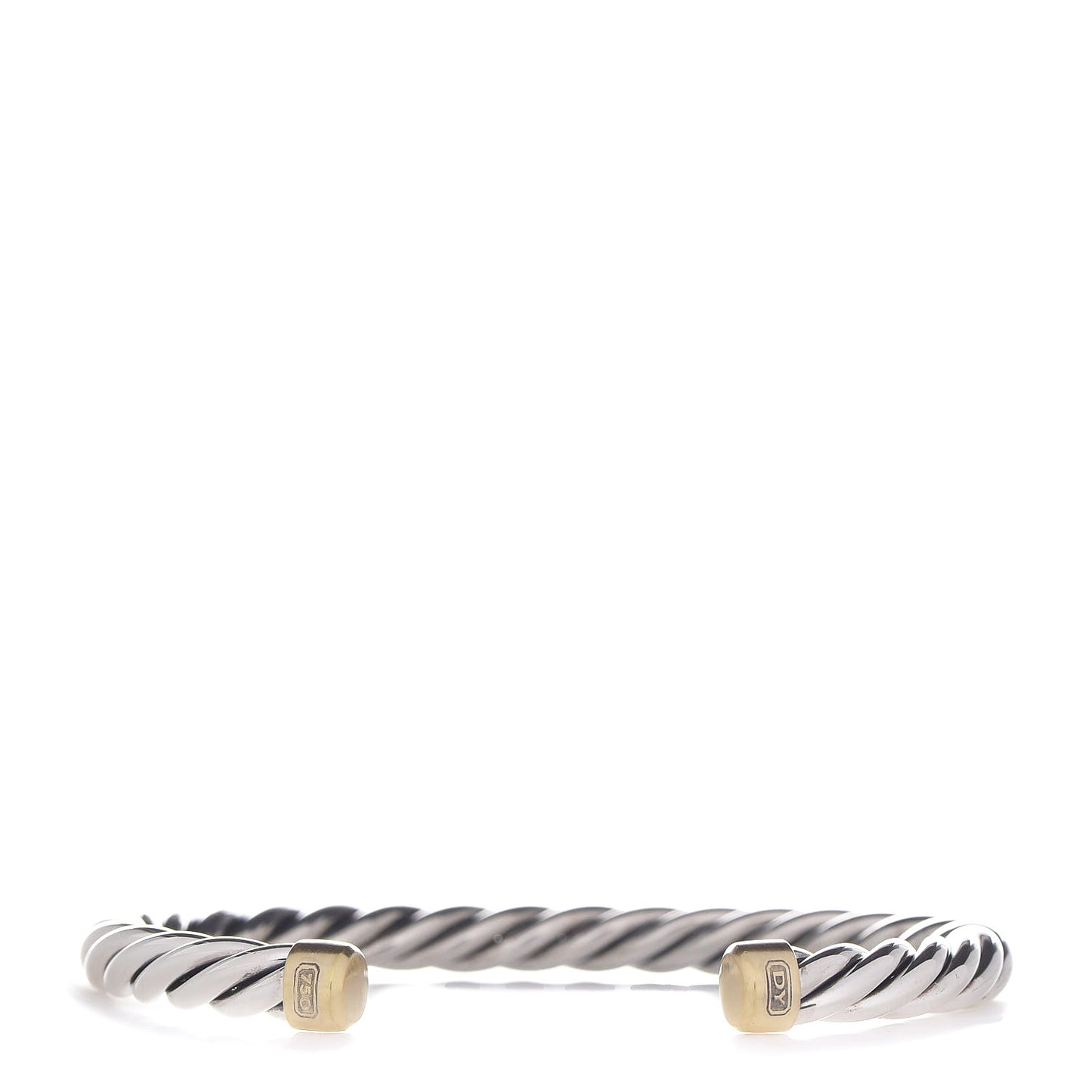 Sterling Silver 18K Yellow Gold 6mm Cable Classic Cuff Bracelet