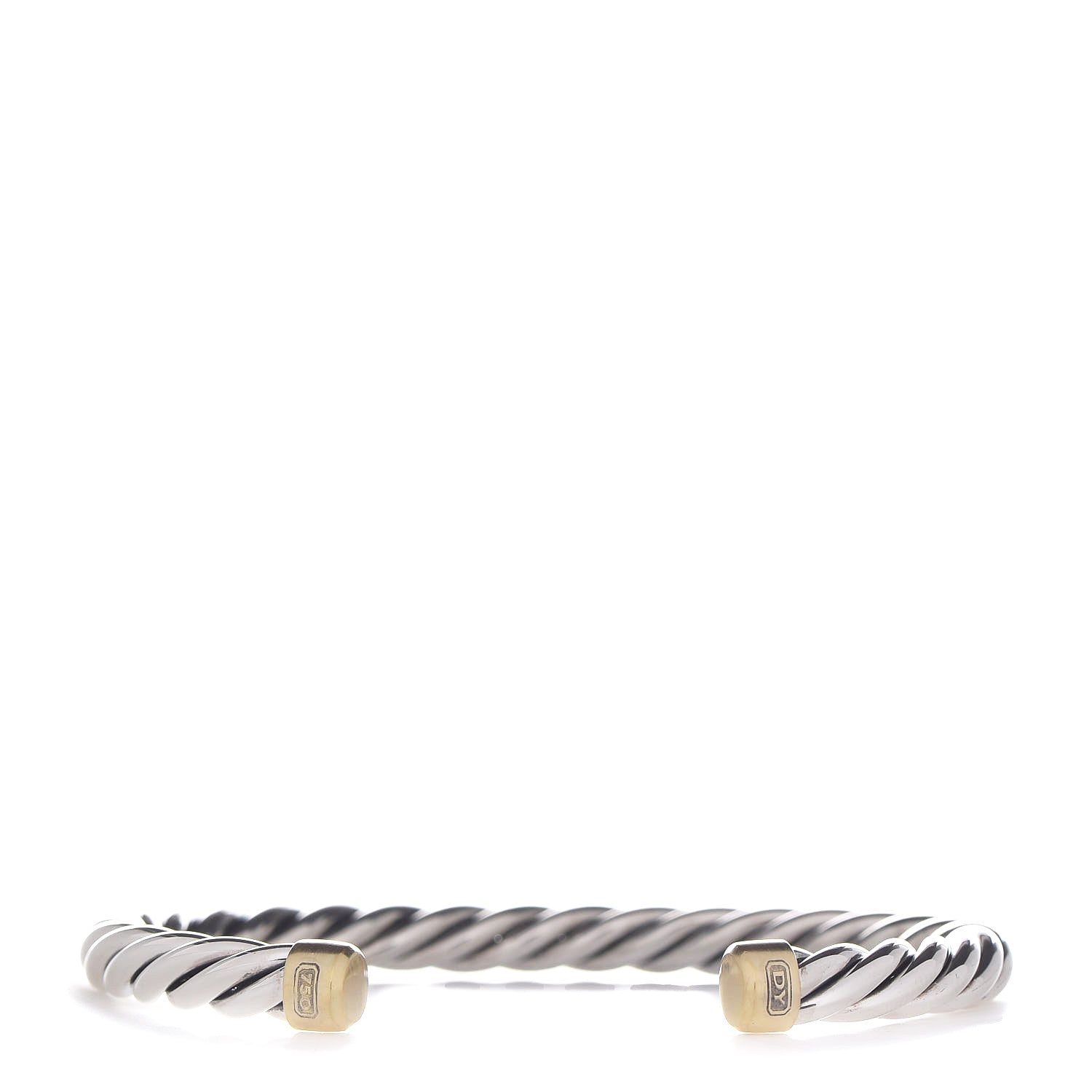 David Yurman Sterling Silver 18K Yellow Gold 6mm Cable Classic Cuff Bracelet 3 of 5