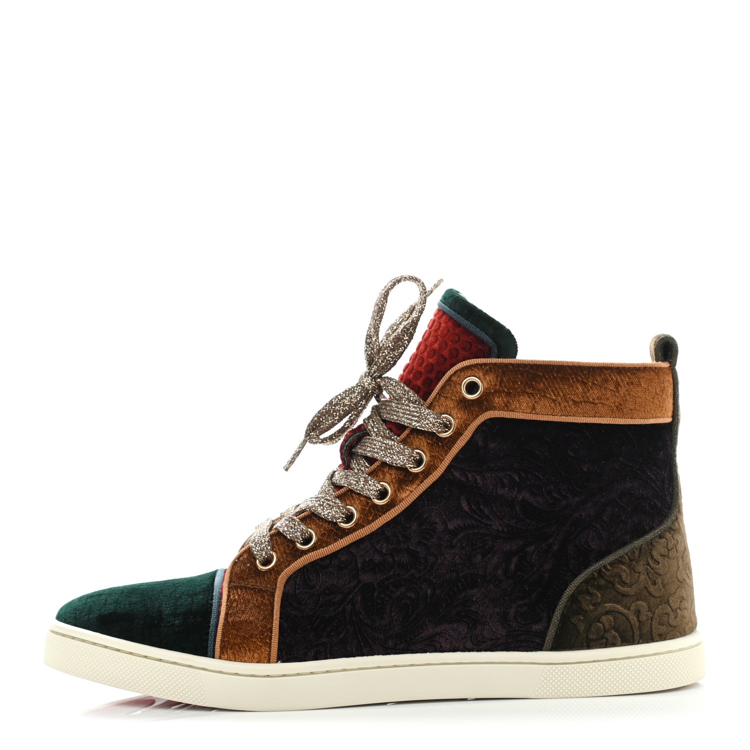 Christian Louboutin Velvet Stamp Floral Orlato High Top Flat Sneakers 37 1 of 10