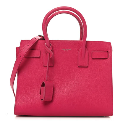 Saint Laurent Grained Calfskin Baby Sac De Jour Lipstick Fuchsia 1 of 9