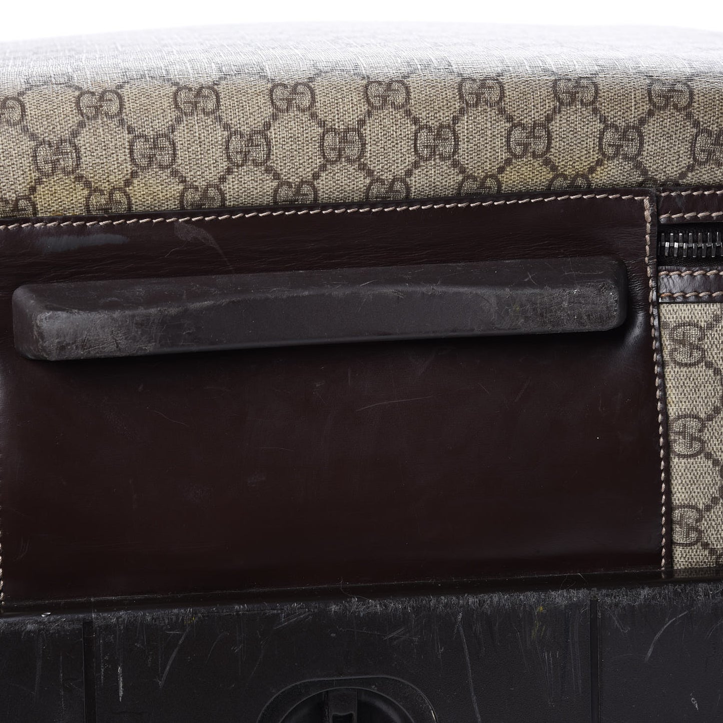 GG Plus Monogram Trolley Suitcase Dark Brown