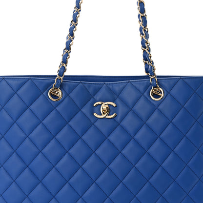 Chanel Calfskin Quilted Large Classic Shopping Tote Blue 8 of 11