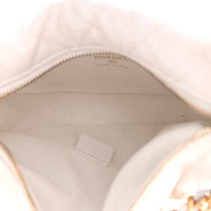Chanel Shiny Caviar Quilted Bow Pouch Hobo White 5 of 11