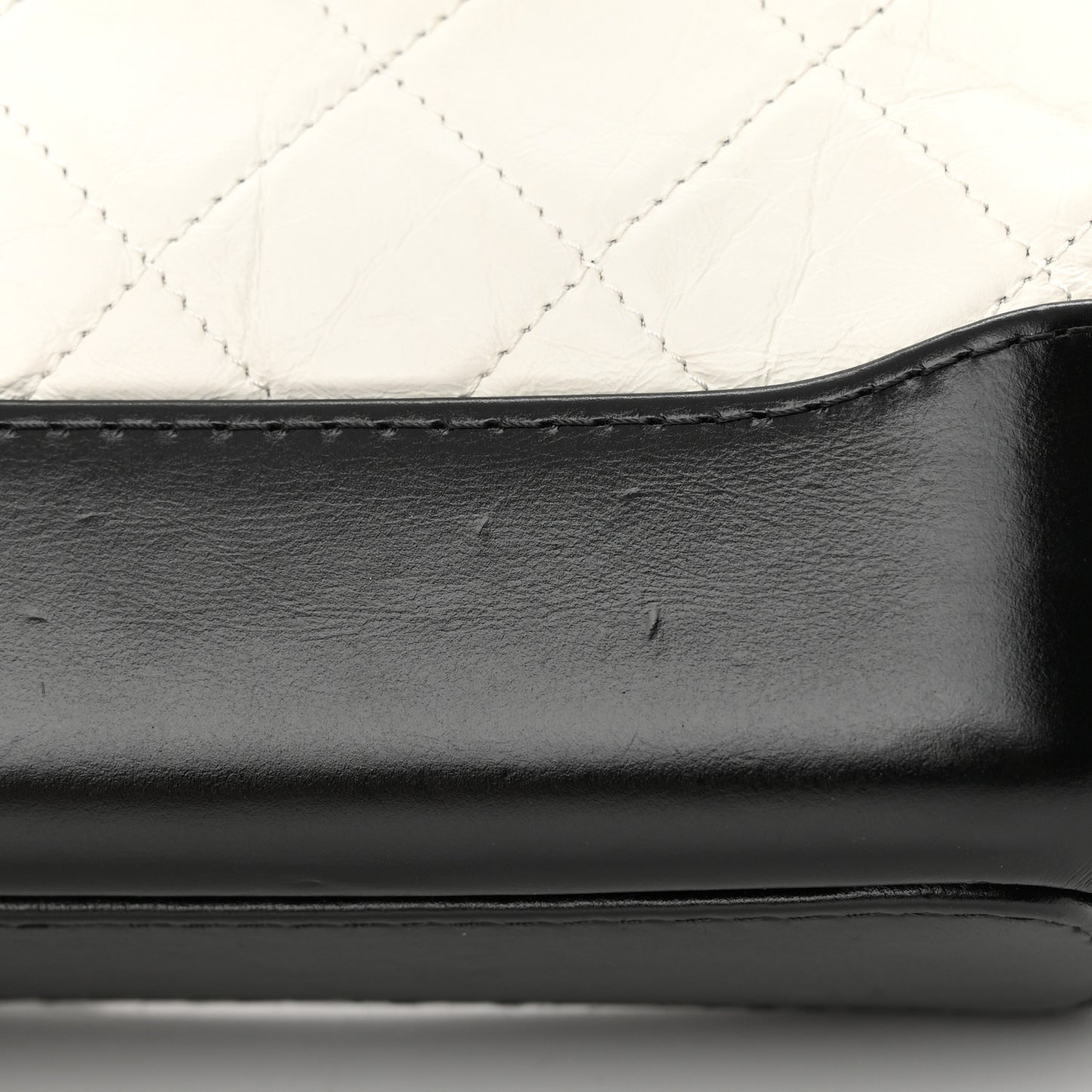 Aged Calfskin Quilted Small Gabrielle Hobo Black White