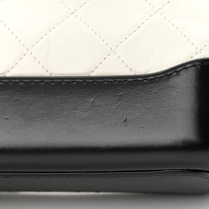 Chanel Aged Calfskin Quilted Small Gabrielle Hobo Black White 15 of 19