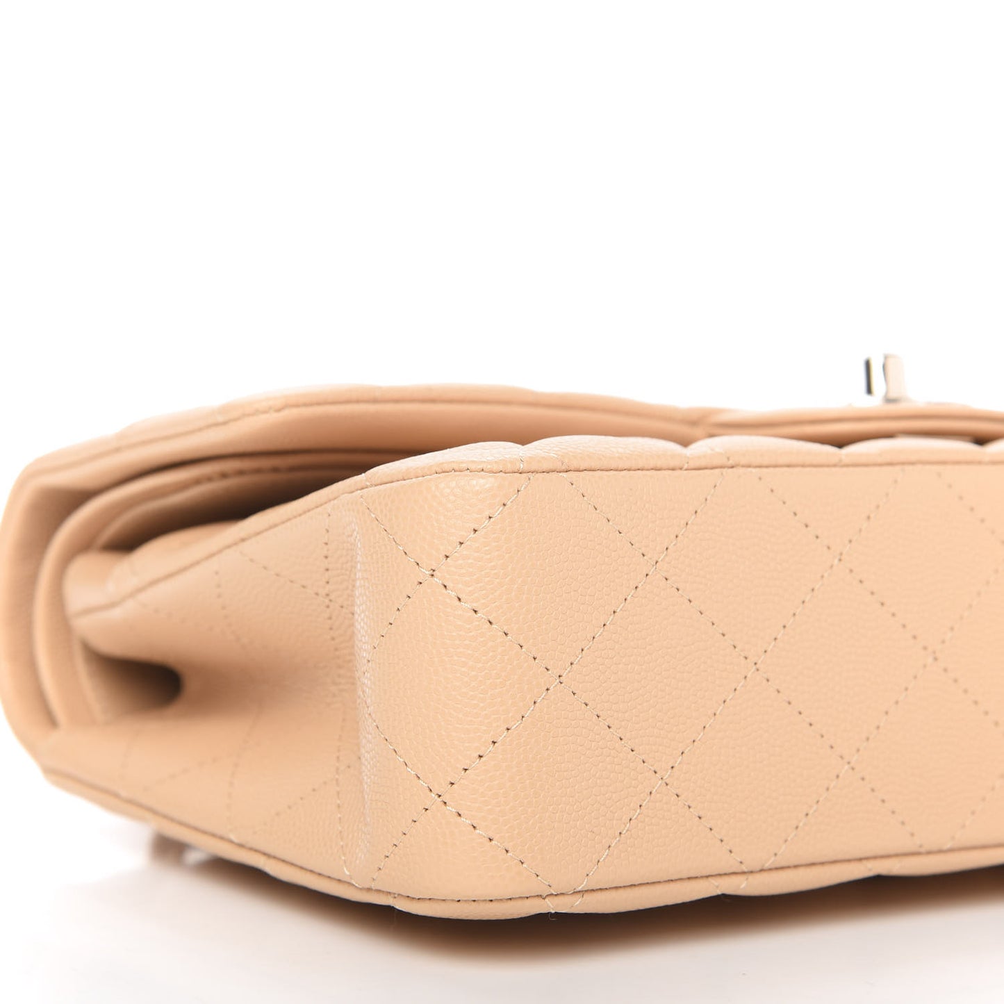 Caviar Quilted Medium Double Flap Light Beige