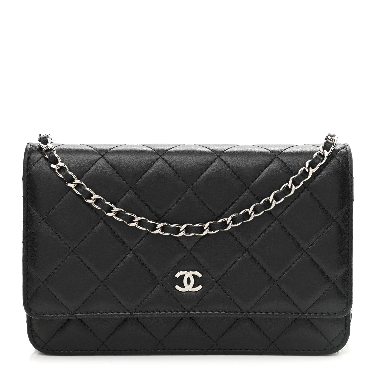 Chanel Lambskin Quilted Wallet On Chain WOC Black 1 of 16