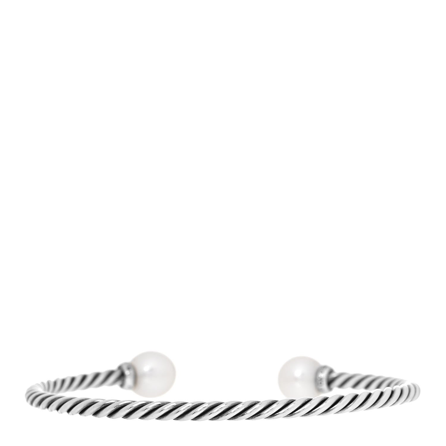 David Yurman Sterling Silver Diamond Pearl 9mm Solari Bracelet 3 of 5