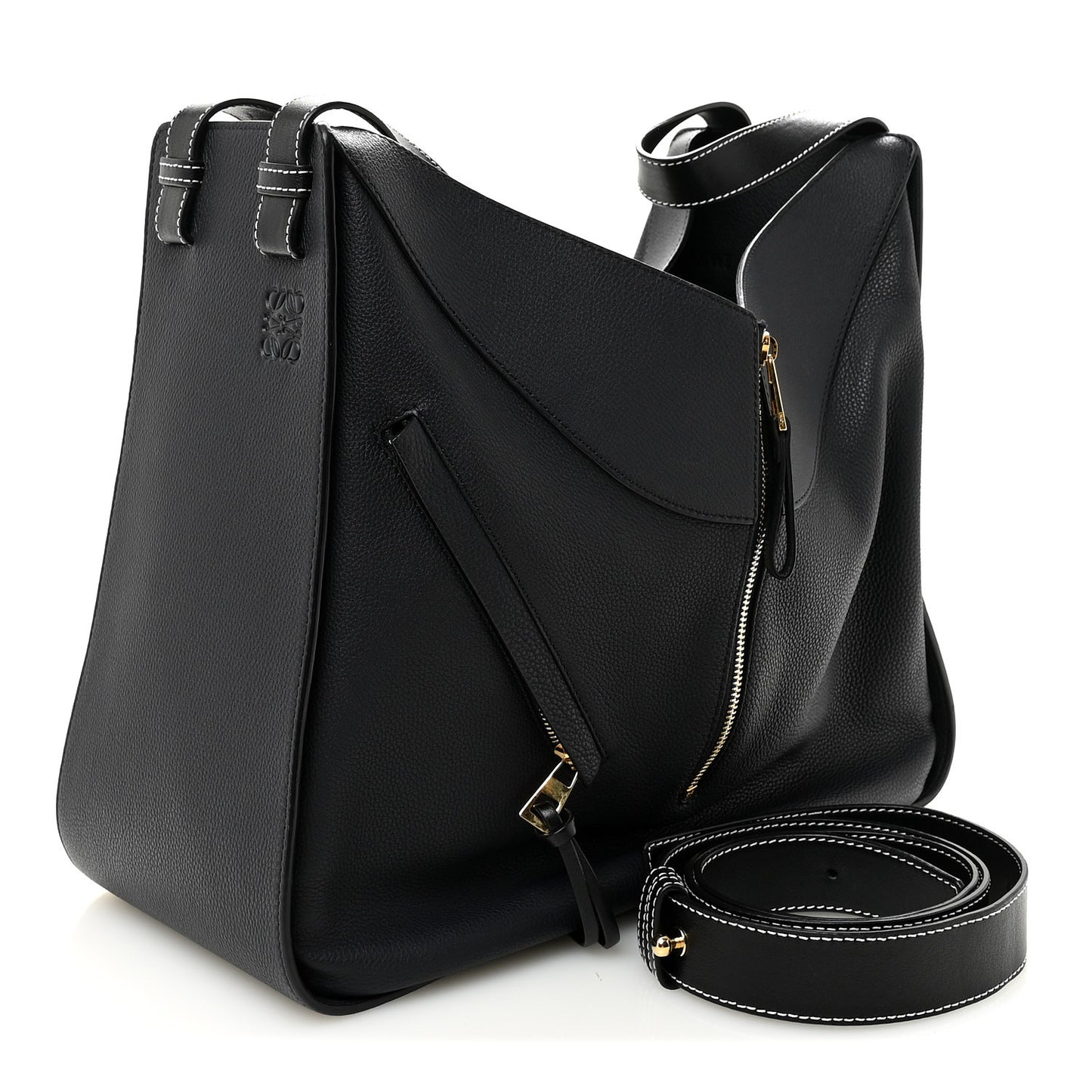 Calfskin Large Hammock Shoulder Bag Midnight Blue Black