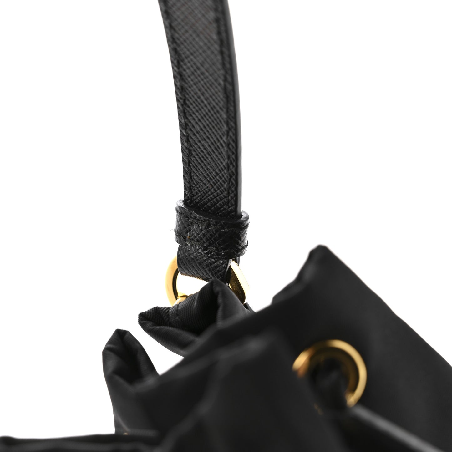 Re-Nylon Saffiano Duet Bucket Crossbody Bag Black