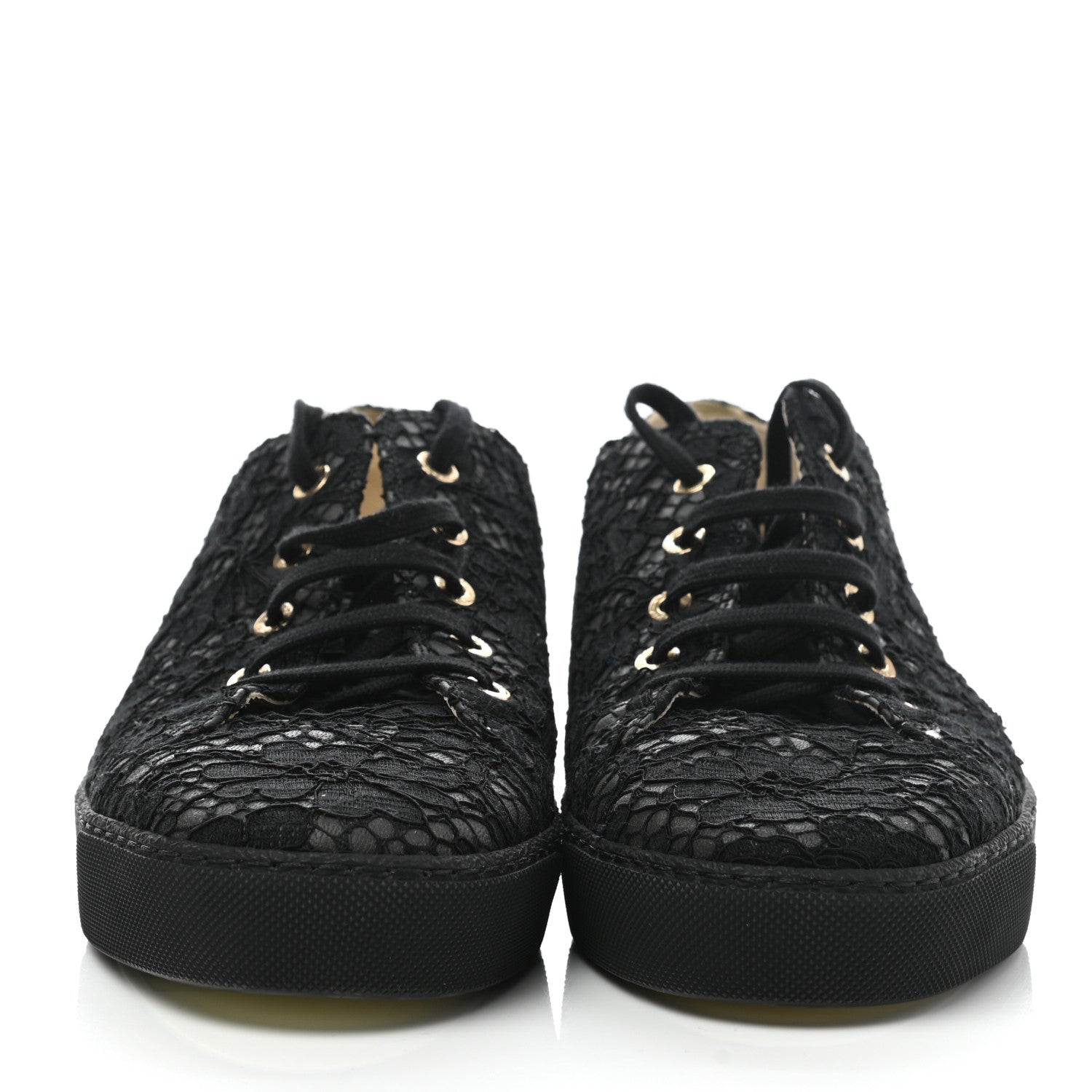 Chanel Lace Calfskin Camellia Floral Sneakers 40 Black 2 of 9