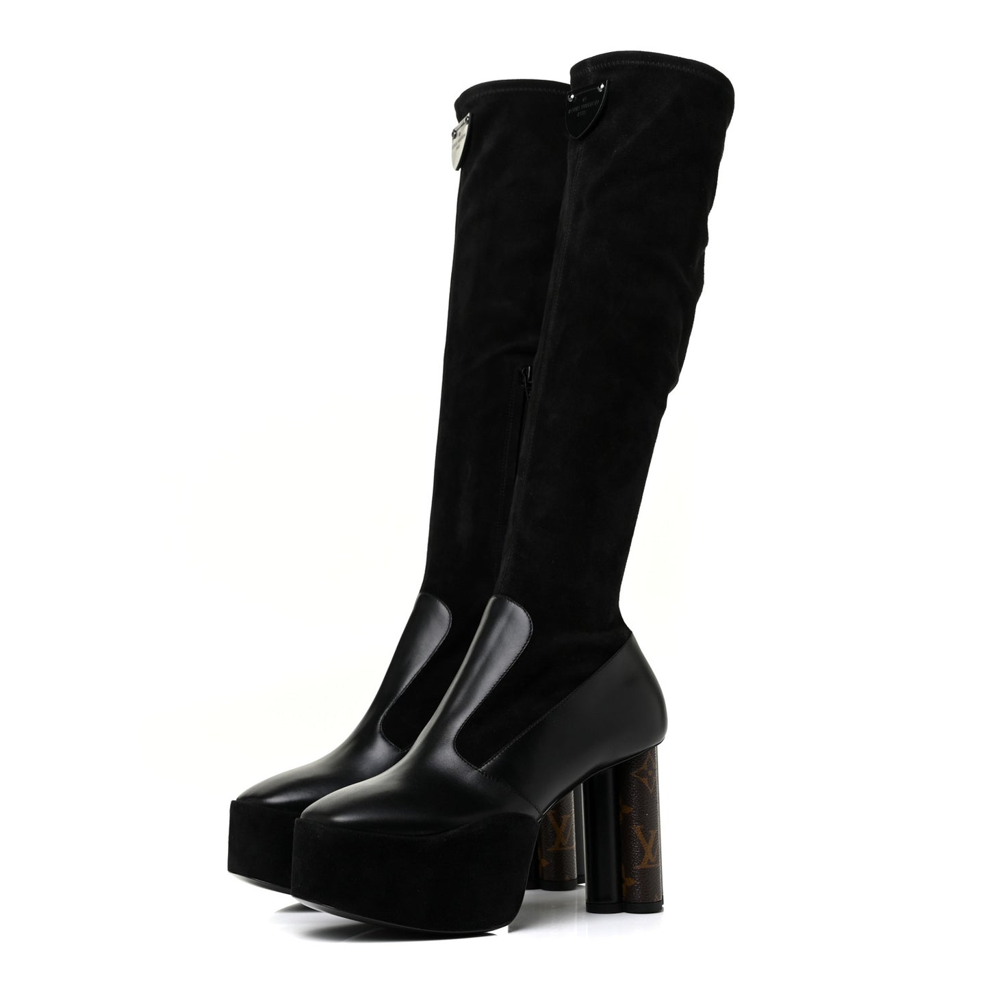 Suede Podium Platform High Boots 37 Black