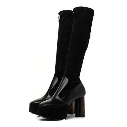 Louis Vuitton Suede Podium Platform High Boots 37 Black 3 of 16