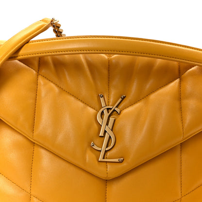 Saint Laurent Lambskin Quilted Medium Loulou Puffer Monogram Chain Satchel Saffran 9 of 11