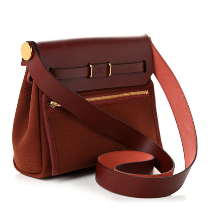 Hermes Military Toile Vache Hunter Herbag Zip Retourne 20 Rouge H 3 of 11