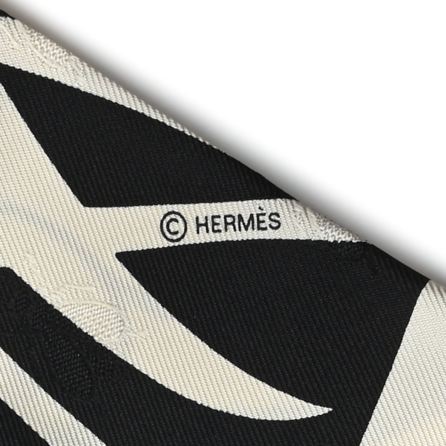 Hermes Silk Calfskin Bouquet Final Fringed Twilly Creme Black 3 of 3