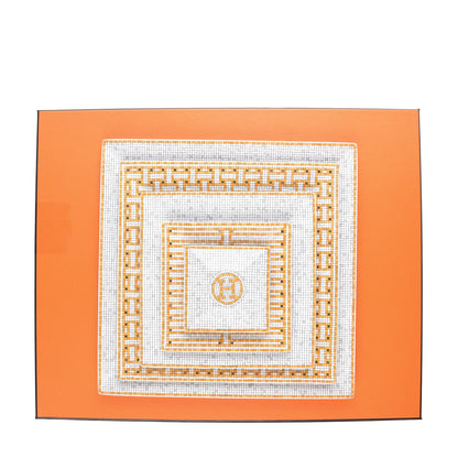 Hermes Porcelain Mosaique Au 24 Set of 5 Square Plates Gold 5 of 6