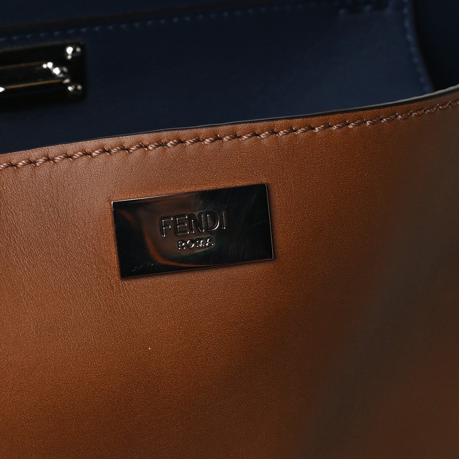 Fendi Smooth Calfskin FF Embossed Sfumate Large Mens Peekaboo Iconic Essential Satchel Cuoio 8 of 20