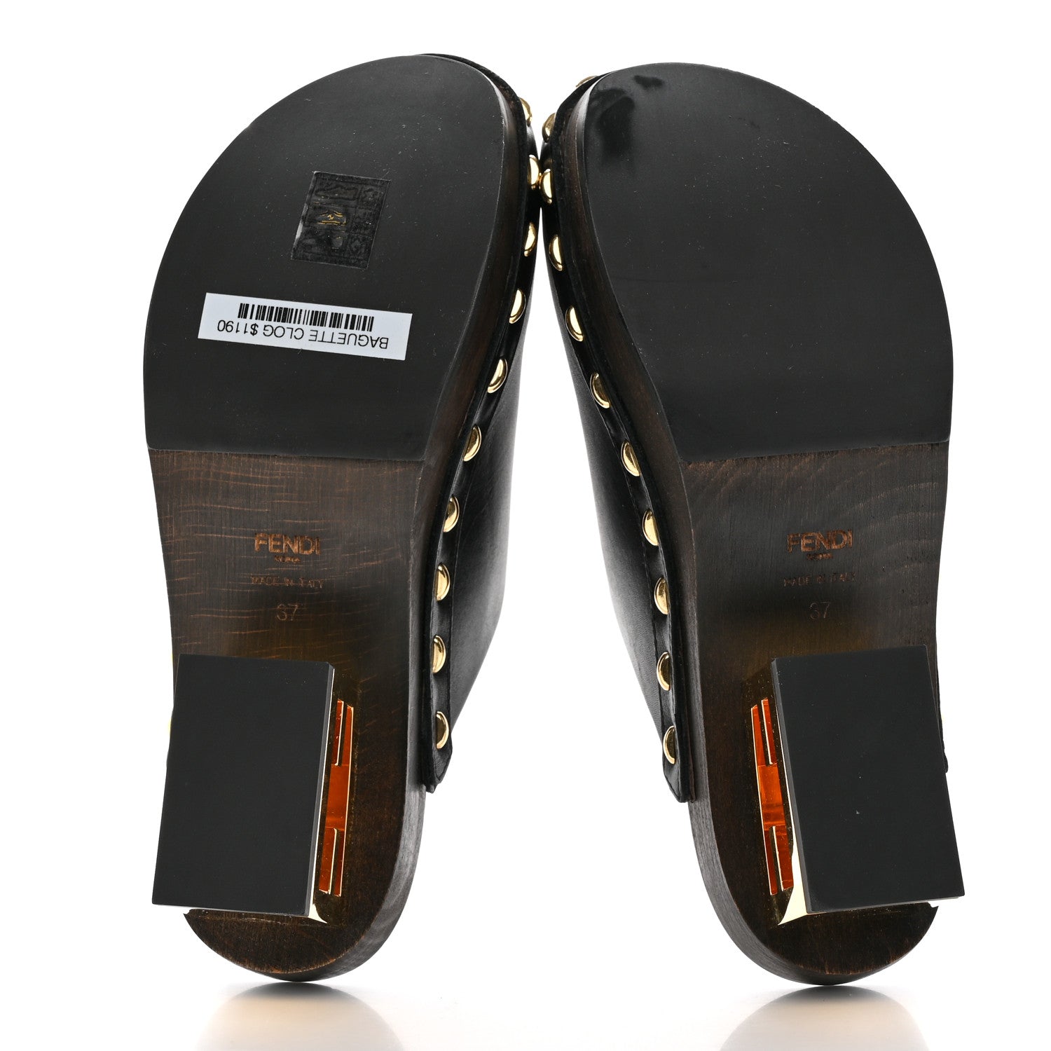 Fendi Vitello Baguette 25/60mm Clogs 37 Black 5 of 8