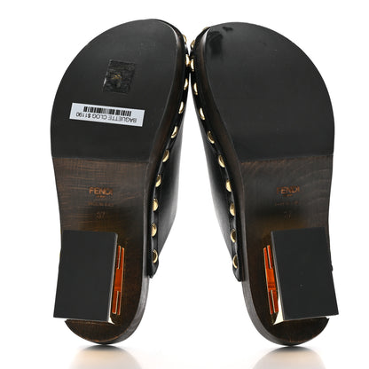 Fendi Vitello Baguette 25/60mm Clogs 37 Black 5 of 8