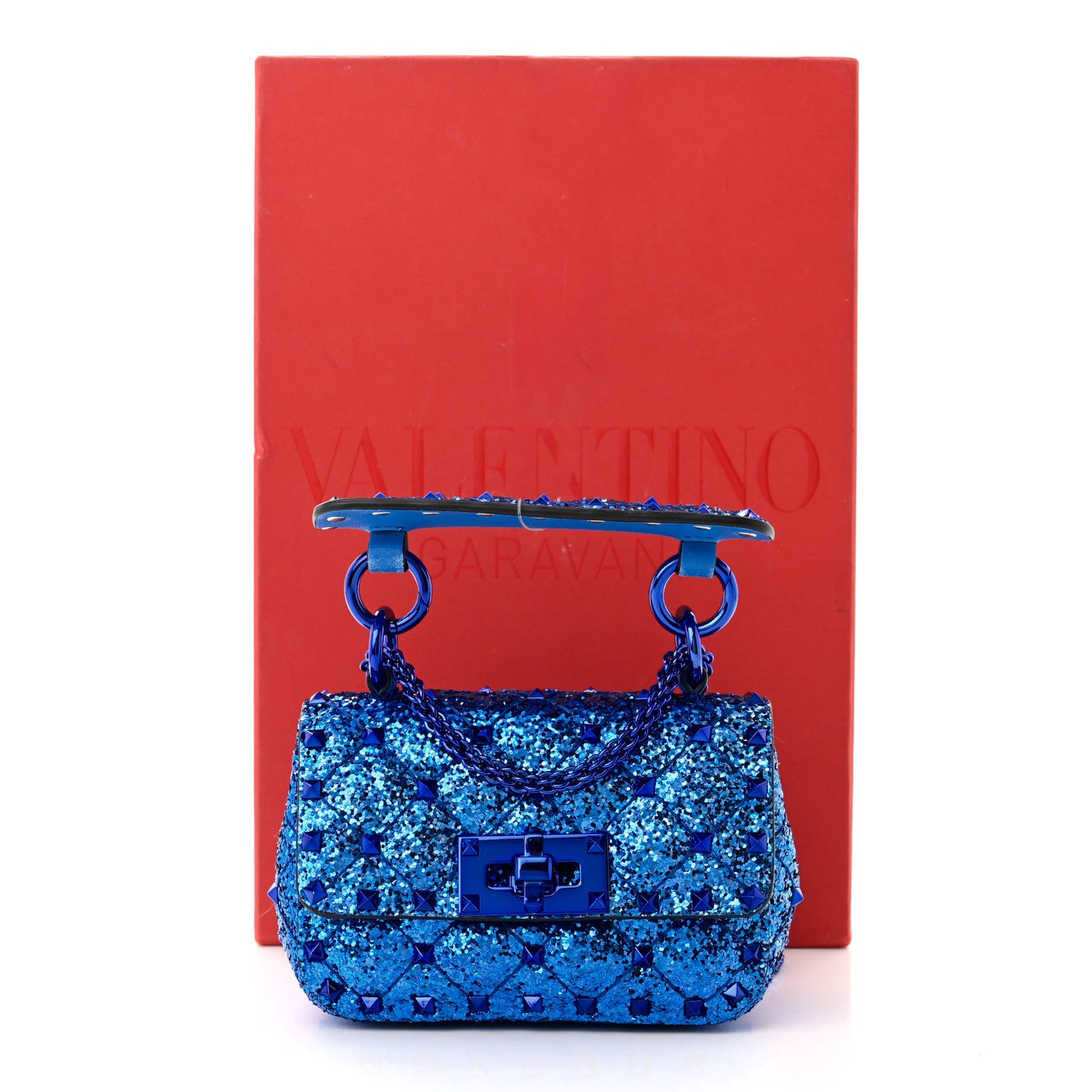 Valentino Garavani Glitter Micro Rockstud Spike Shoulder Bag Electric Blue 11 of 11