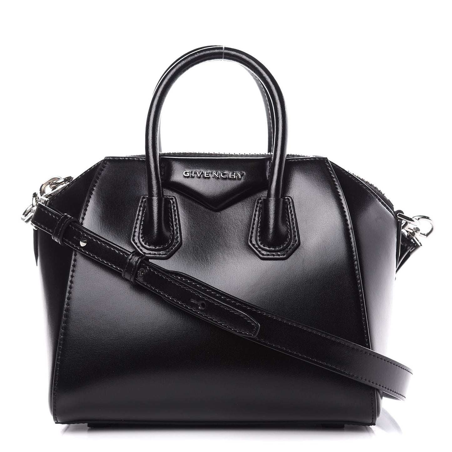 Shiny Lord Calfskin Mini Antigona Black