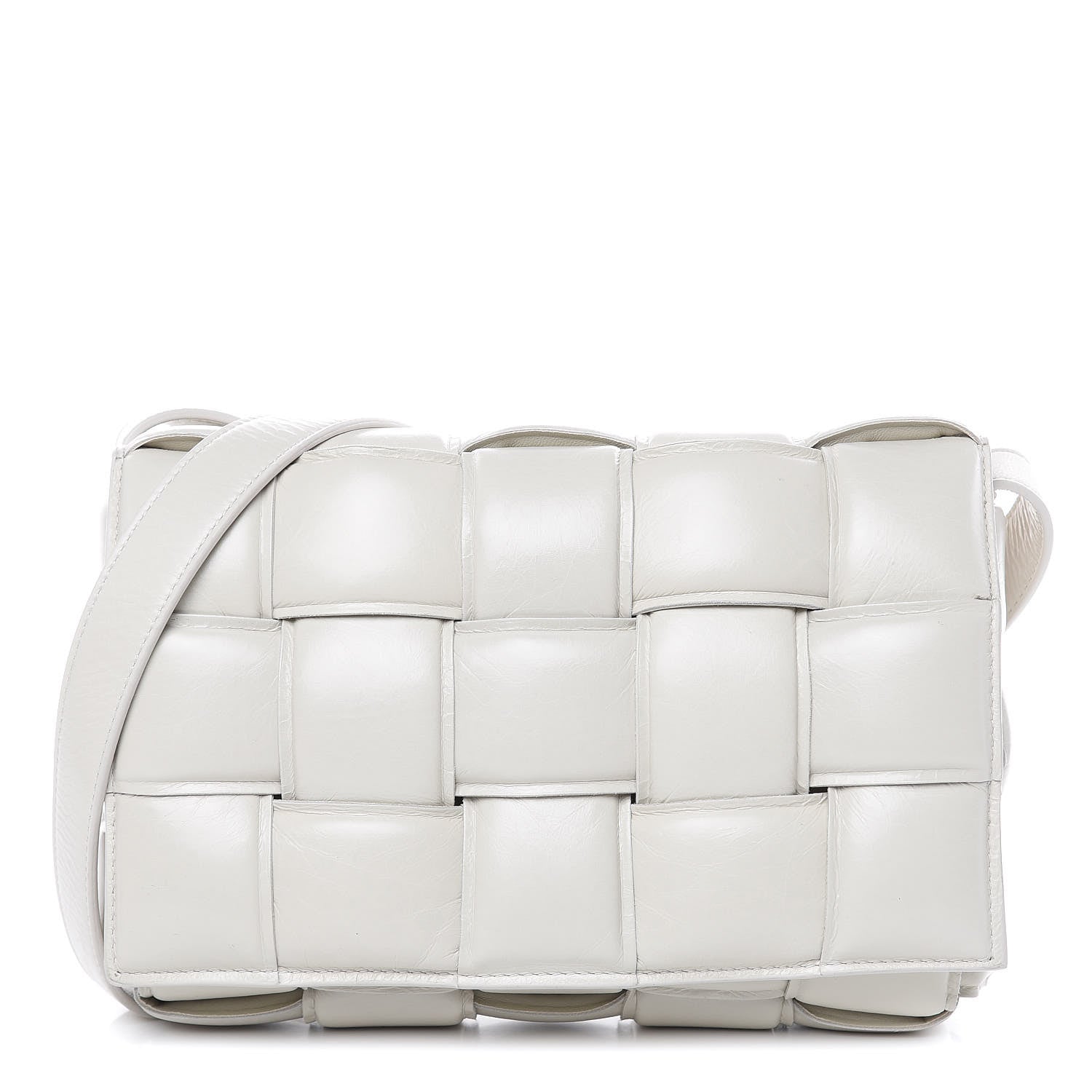 Bottega Veneta Paper Calfskin Maxi Intreccio Padded Cassette Crossbody Bag White 1 of 13