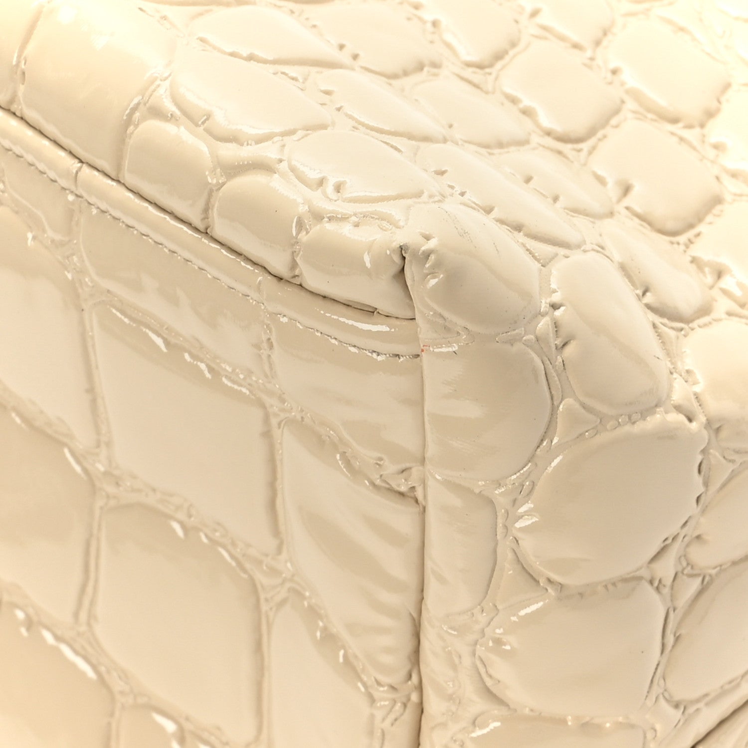 Miu Miu Vernice Alligator Embossed Shoulder Bag Sabbia 10 of 11