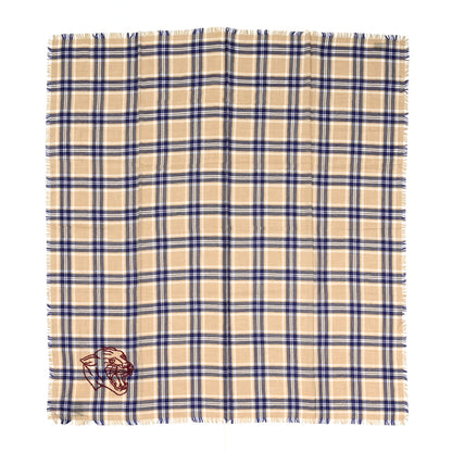 Gucci Wool Silk Check Scarf Beige Blue 1 of 3