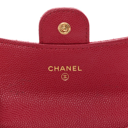 Chanel Caviar Quilted Flap Card Holder Wallet Dark Pink 6 of 19