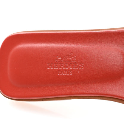 Hermes Box Calfskin Oran Sandals 36.5 Rouge De Turin 6 of 8