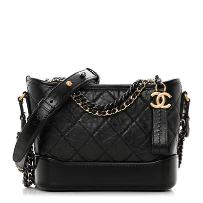 Chanel Aged Calfskin Quilted Small Gabrielle Hobo Black 1 of 14
