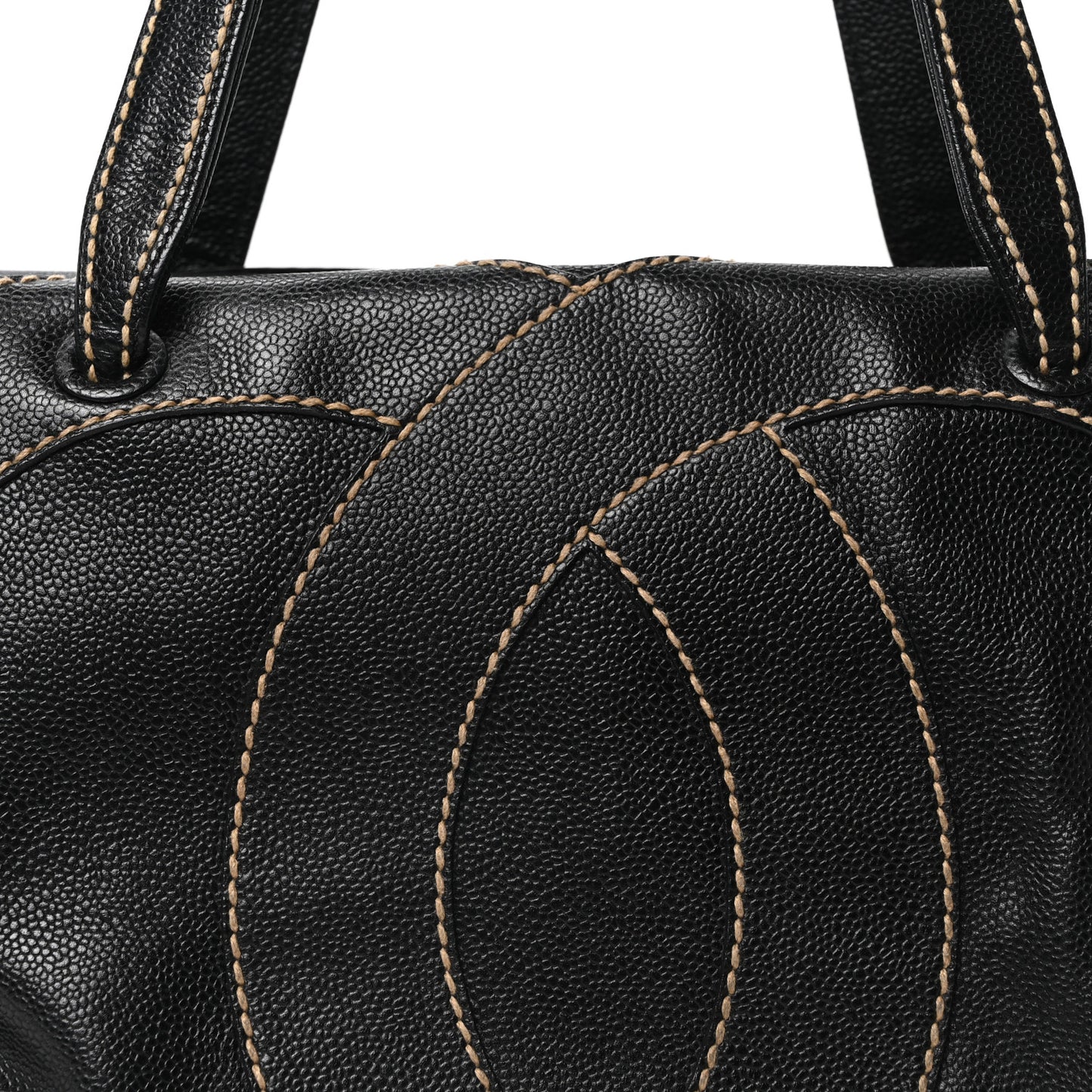 Caviar CC Stitched Medium Tote Black Black