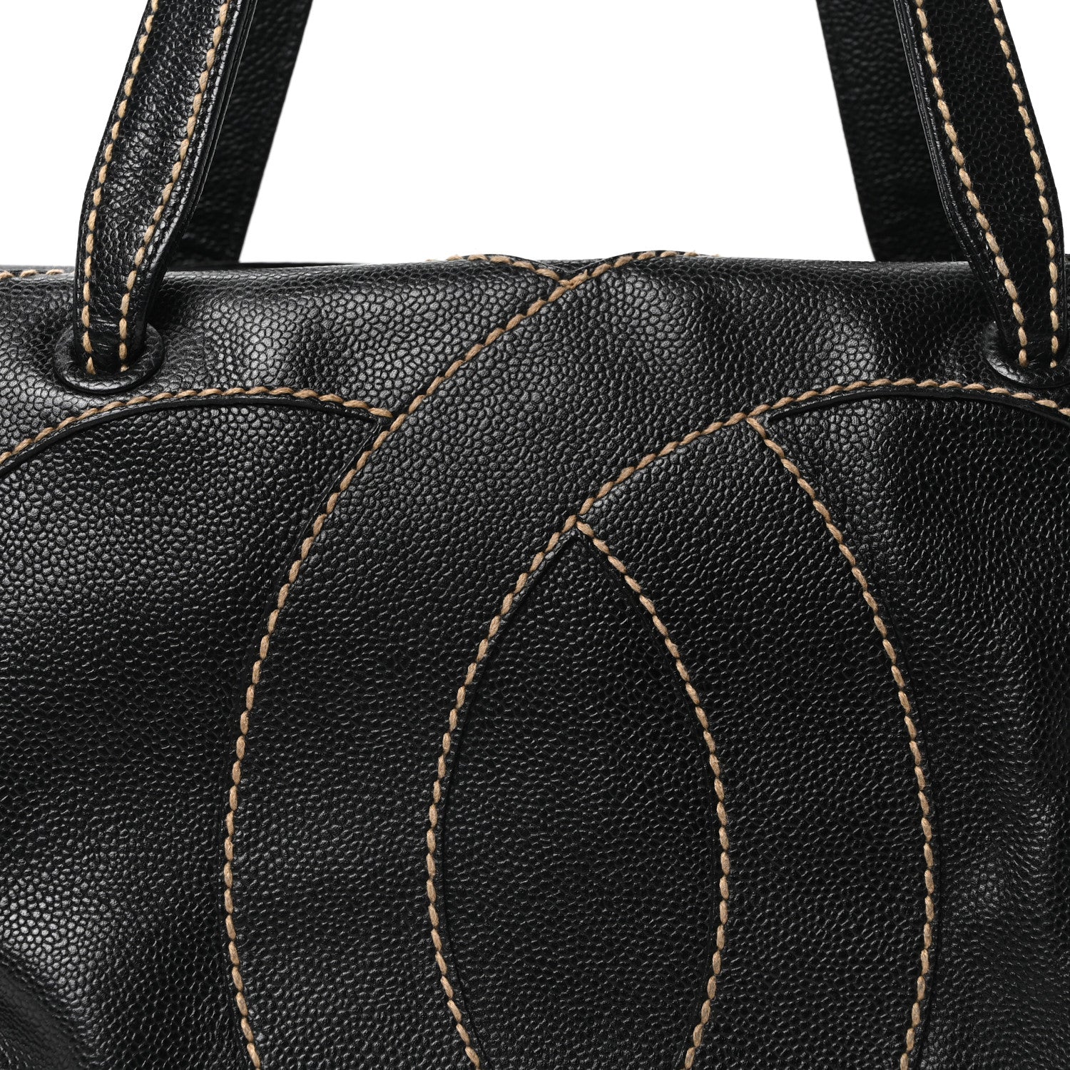 Chanel Caviar CC Stitched Medium Tote Black Black 8 of 10