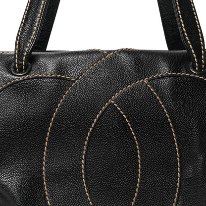 Chanel Caviar CC Stitched Medium Tote Black Black 8 of 10