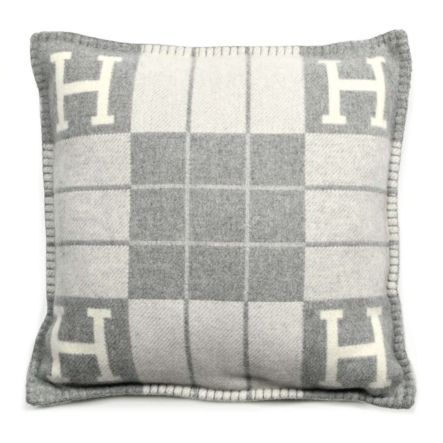 Hermes Wool Cashmere Avalon III Pillow PM Ecru Gris Clair 2 of 8