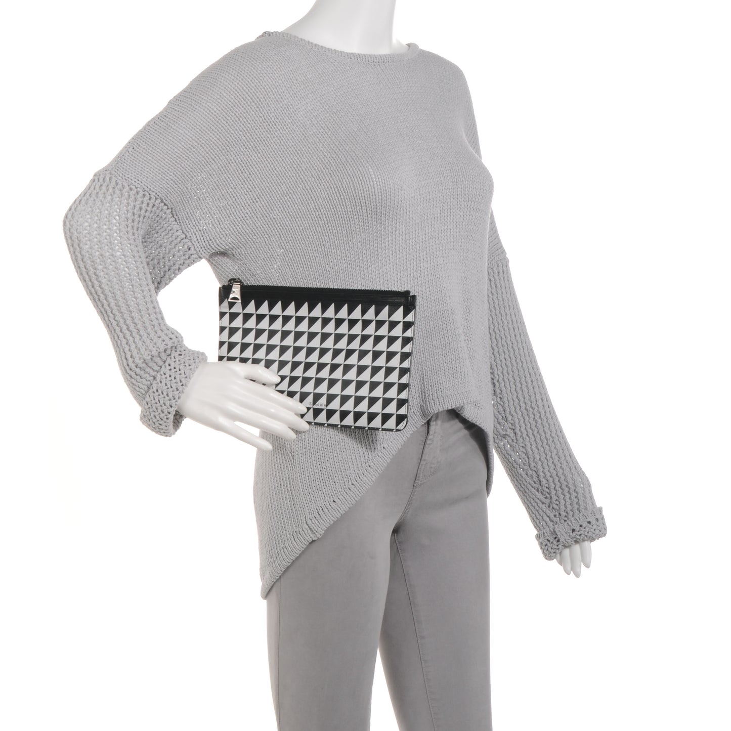 Leather Triangle Print Pochette Clutch