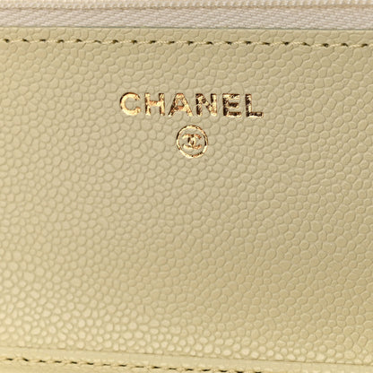 Chanel Caviar Quilted Wallet on Chain WOC Light Yellow 6 of 11
