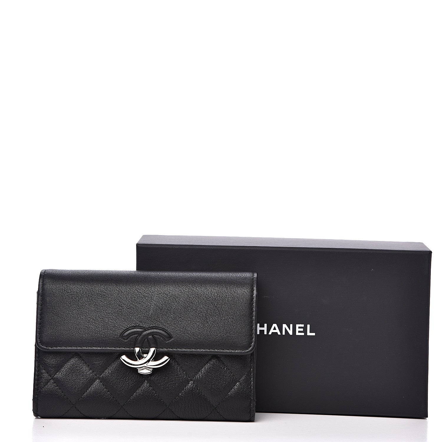 Chanel Lambskin Quilted CC Box Flap Wallet Black 13 of 13