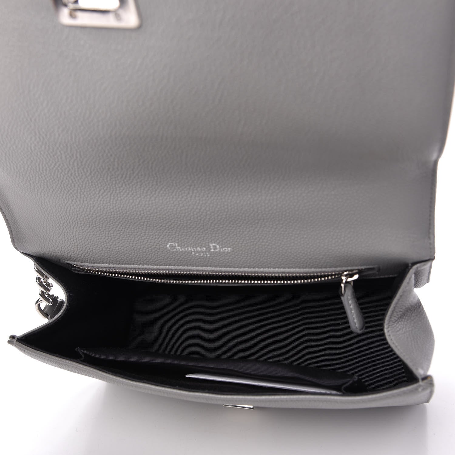 Christian Dior Grained Calfskin Medium Diorama Flap Bag Gris 5 of 13