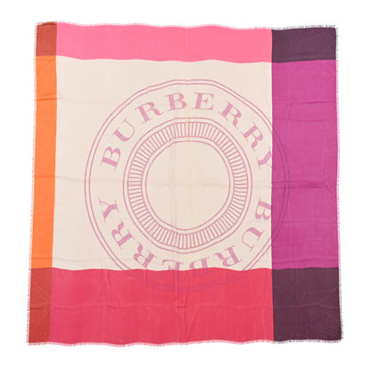 Burberry Silk Monogram Print Square Scarf Beige Pink 1 of 5