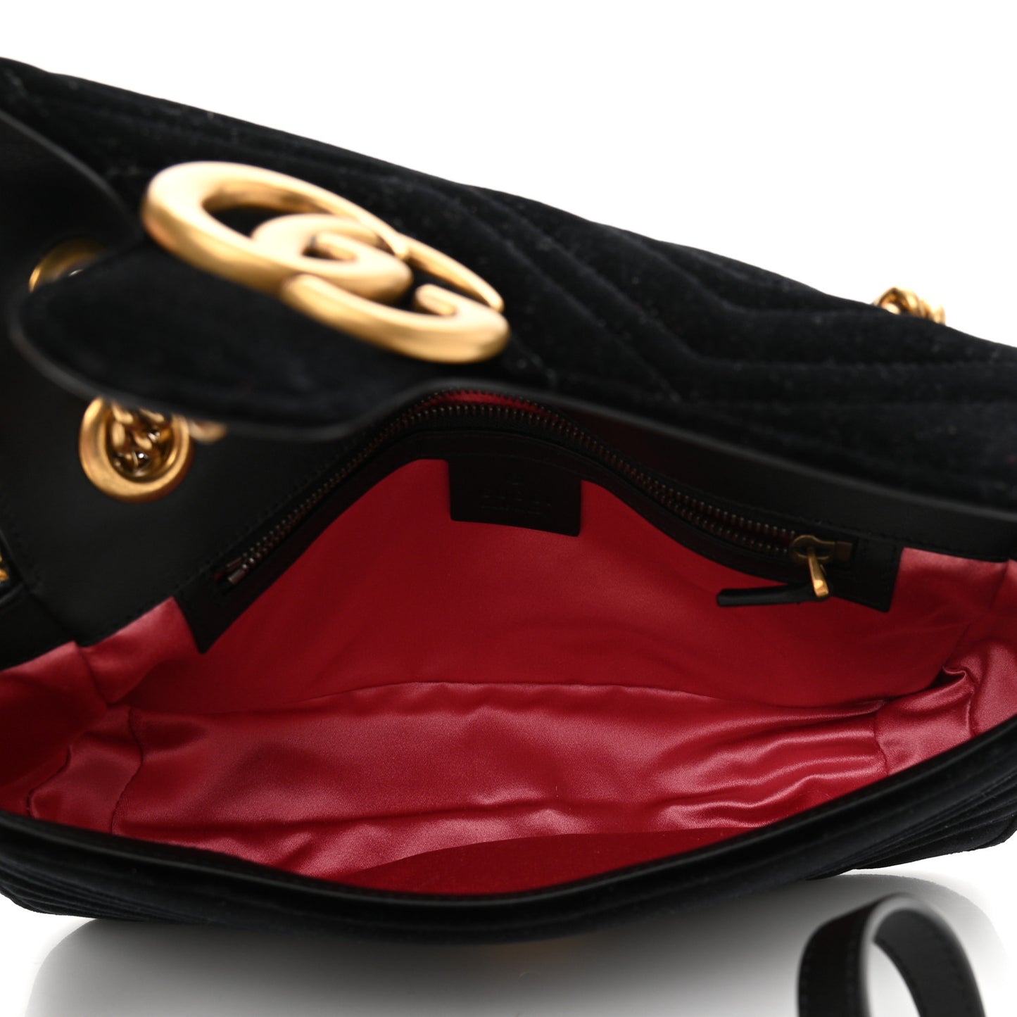 Velvet Matelasse Small GG Marmont Shoulder Bag Black